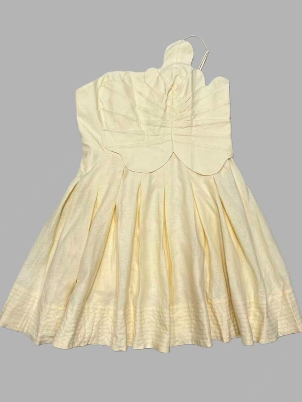 NWOT Farm Rio Lea One Shoulder Off-White Linen Blend Mini Dress Size M 3D Petal - Picture 5 of 16